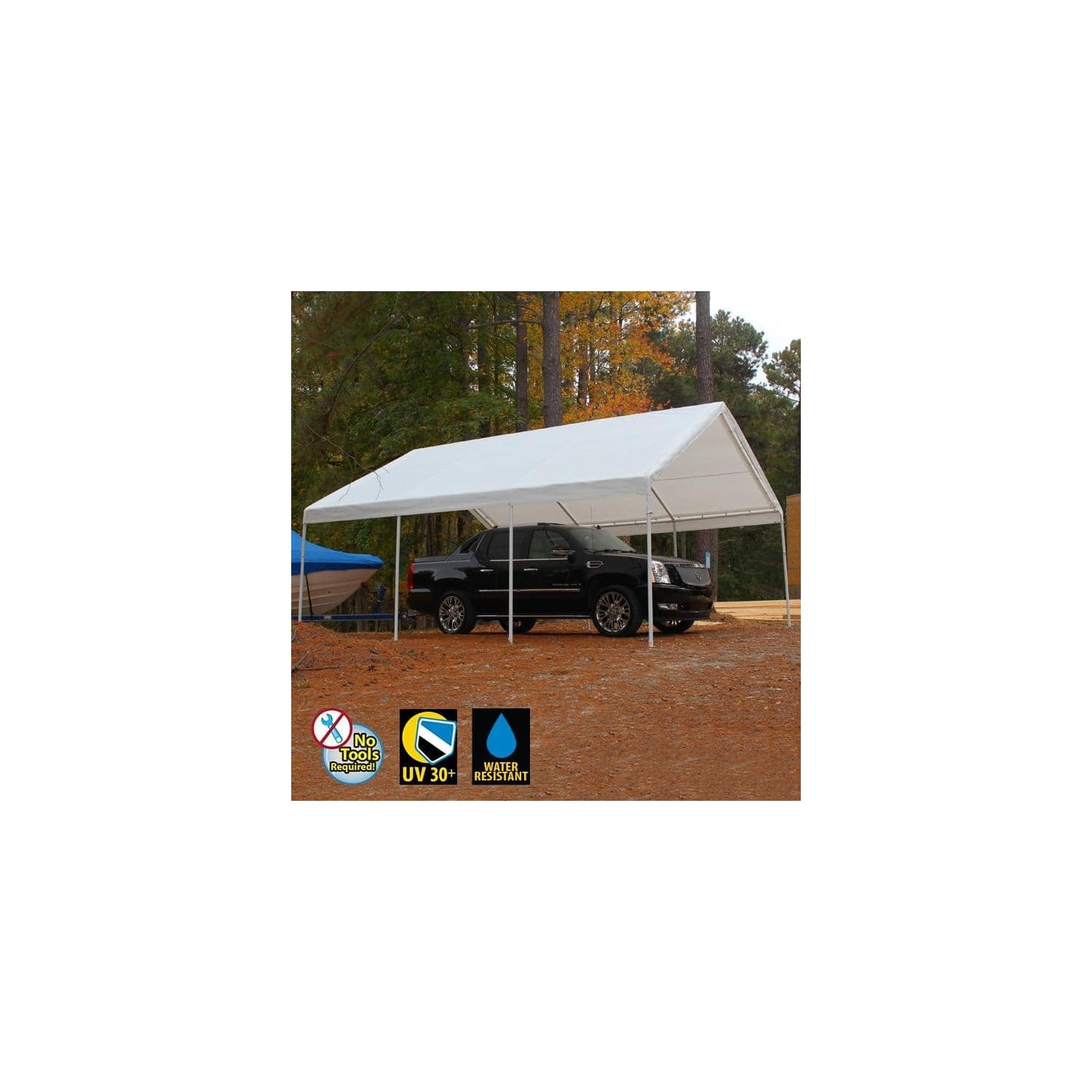 Steel Carport Shelter 2 Inch Frame 8 Leg Outdoor Cover 20 Gauge Spacious Vehicle Protection