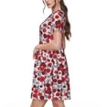 thumbnail image 2 of Balery Red Hawthorn Vestidos sueltos de manga corta para mujer, vestidos de verano 2025, vestidos casuales de corte A con vuelo., 2 of 6