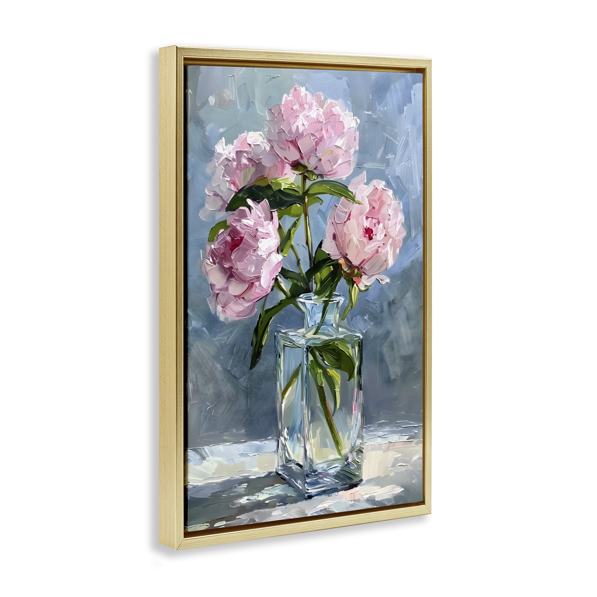 Stupell Industries Beautiful Pink Pastel Peonies Gold Framed Floater Canvas Wall Art, design by Creative Studio
