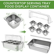 Miumaeov Countertop Food Display Container Ice Food Serving Tray 6 Pans Chilled Buffet Condiment Dispenser Appetizer Spice Fruit Cold Serving