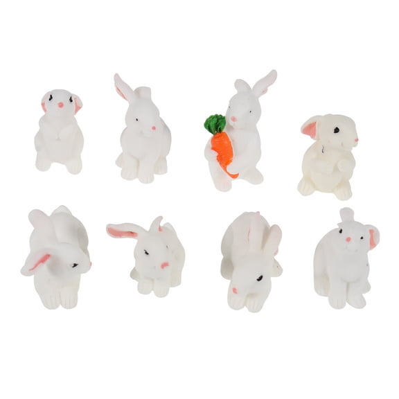 WEAVILUX Resin Rabbit Miniature Miniature Scene Model Friends 8Pcs 1.4x1.2x0.6In