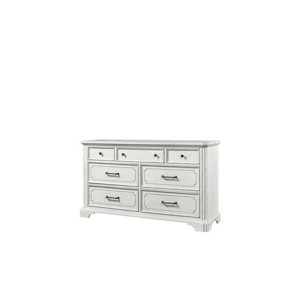 Alpine Furniture Clara Wood 7 Drawer Dresser in White