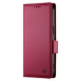 thumbnail image 2 of For iPhone 15 Wallet Case Flip Card Holder,PU Leather Side Buckle Magnetic Frosted Women Men Cover,Wine Red,For iPhone 15, 2 of 7