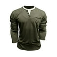 thumbnail image 4 of Henley Shirts for Men Long Sleeve Lightweight Casual Basic Tee Crewneck Soft T-Shirt Big and Tall with Pocket Army Green S, 4 of 8