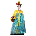 thumbnail image 6 of Korean Geisha Figurine Hanbok Dolls 12 inch Miniature Free Standing Korean Hanbok Geisha Doll Kabuki Statue for Home Office Tabletop Decor Yellow and Green, 6 of 8
