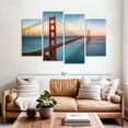 thumbnail image 2 of Elephant Stock Golden Gate Ocean Sunrise Wall Art - Horizontal Multi Panel Canvas - Living Room Wall Decor - Architecture Multi Panel - Teal And Brown Decor - 68" x 42", 2 of 8