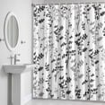 thumbnail image 5 of Farm Black Grey Leaves Shower Curtain for Bathroom Decor, Country Style Leaf Botanical Floral Waterproof Fabric Shower Curtain, 54"x78" Set with 12 Hooks, 5 of 9