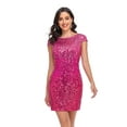 thumbnail image 3 of PrettyGuide Women's Sequin Bodycon Dress Cap Sleeve Boat Neck Glitter Club Party Cocktail Dress, 3 of 6