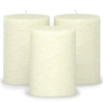 CANDWAX 3x4 Pillar Candles Set of 3 - Decorative Rustic Candles Unscented and No Drip Candles - Ideal as Wedding Candles or Large Candles for Home Interior - Ivory Candles
