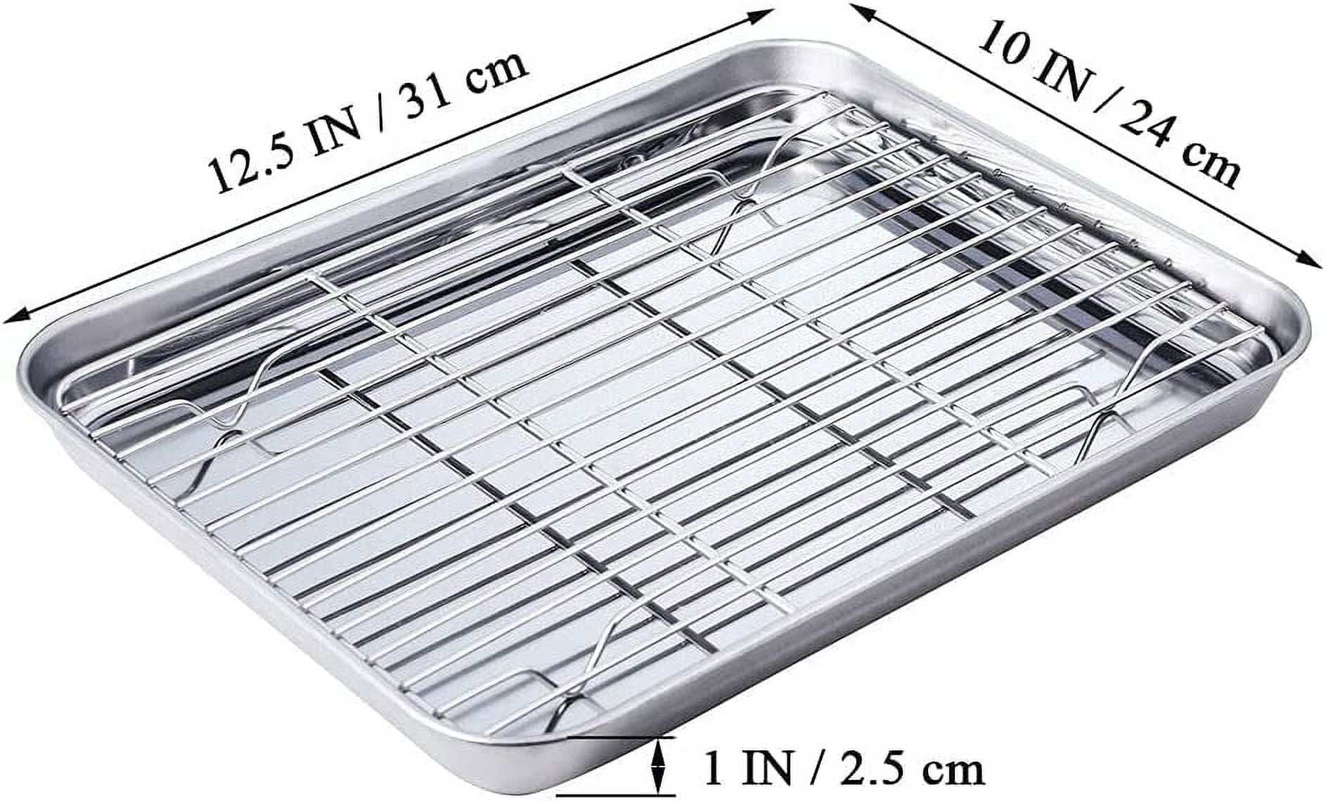Baking Sheet with Rack Set (1 Sheet + 1 Rack), Cookie Sheets for Baking Use, Stainless Steel Baking Pans with Cooling Racks, Non-toxic, Easy Clean, Dishwasher Safe Suitable for Christmas(12.5-Inch)
