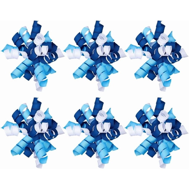 8 lazos de cinta rizados azules para regalo, de 4 pulgadas, de poliéster, azul real, autoadhesivos, para envolver regalos, cintas de grogrén decorativas.
