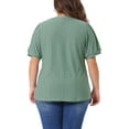 thumbnail image 3 of Agnes Orinda Women's Plus Size Tops Hollow Casual V Neck Short Sleeves Summer Blouse Shirts 6X Green, 3 of 6