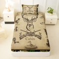 thumbnail image 3 of Castle Fairy Vintage Hunting Cabin Deer Twin Sheets 3pcs for Teens,Rustic Hunting Dog Duck Bedding,Khaki Camo Green,1 Fitted Sheet, 1 Flat Sheet and 1 Pillowcase, 3 of 6