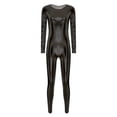 thumbnail image 3 of YONGHS Women's Shiny Holographic Unitard Costume Suits Bodysuits Catsuits Black L, 3 of 7