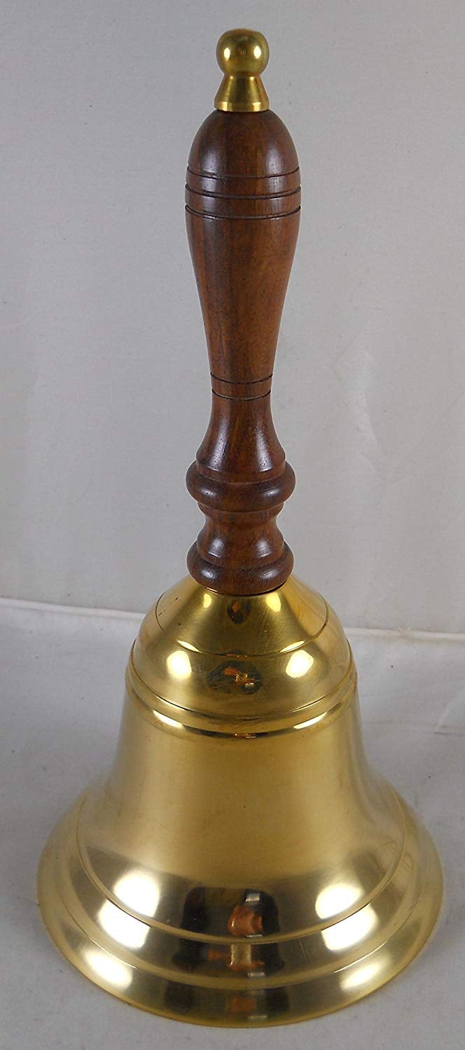 Solid Brass School Bell with Wood Handle