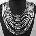 thumbnail image 2 of QQTDFG New Stainless Steel Silver Curb Cuban Chain Necklace Fashion Men Jewelry 7"-40"-16mm-9inch bracelet, 2 of 9