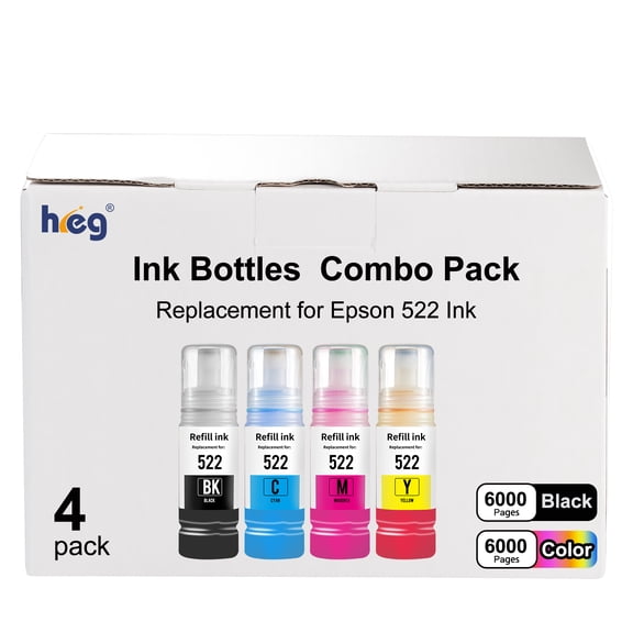 522 Ink Bottles Replacement for Ecotank 522 Epson ink ET2720 2800 2803 4700 2400 4800 4810 Printer Ink Refill(4 Pack)