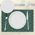 thumbnail image 3 of Ambesonne Palm Leaf Place Mats Set of 4, Fresh Hawaii Summer, Standard Size, Dark Green Black, 3 of 6