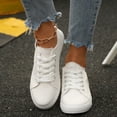 thumbnail image 2 of Rokment Women's Canvas Low Top Fashion Sneakers Vintage Classic Denim Walking Flat Stylish Casual Walking Skate Tennis Shoes White Size 7.5, 2 of 6