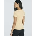 thumbnail image 4 of Real Essentials 4 Pack: Women's Soft Ribbed Knit Split Neck T-Shirt - Casual Office Summer Top (Available In Plus), 4 of 6