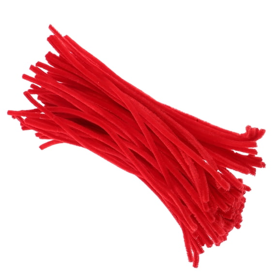 100pcs Red Chenille Pipe Cleaners Craft Supplies for DIY Art Creative Decorations
