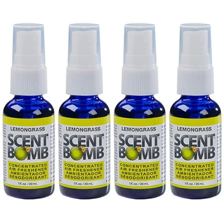 Scent Bomb Air Freshener Spray, 100 % Oil Based Concentrated Air Freshener, Air Freshener Spray for Car, Room, Bathroom and Odor Eliminator, Lemongrass, 4 Pack