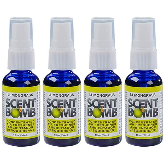 Scent Bomb Air Freshener Spray, 100 % Oil Based Concentrated Air Freshener, Air Freshener Spray for Car, Room, Bathroom and Odor Eliminator, Lemongrass, 4 Pack