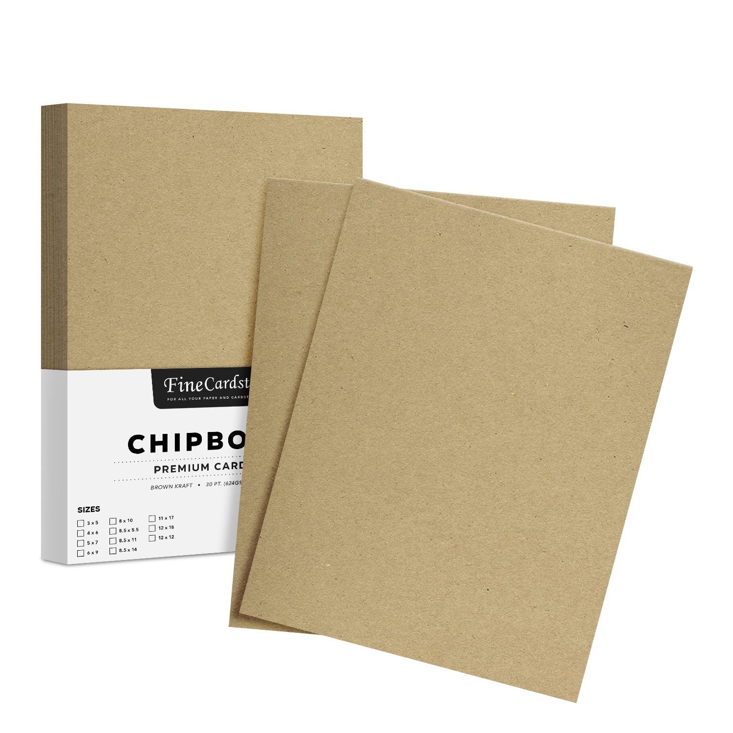 25 Sheets Chipboard 30 PT (Point) | Medium Weight Scrapbook Sheets | Brown Kraft Cardboard | 25 Sheets per Pack | 8.5 x 11 Inches