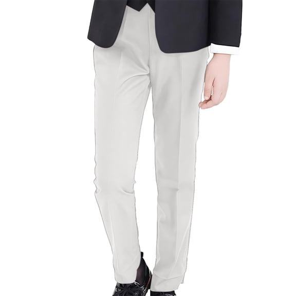 EnJoCho Boys Dress Pants Kids Elastic Waist Straight Leg Unifor𝗆 Pants Casual Trousers Pockets Teen Slim Fit Fashion Formal Clothes Boys Baggy Wide Leg Pants