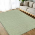 thumbnail image 4 of Sage Green 5x8 Area Rugs, Farmhouse Burlap Solid Green Color Modern Linen Texture Non-Skid Rubber Backing Large Rectangle Rugs - Living Room Bedroom Home Office, Indoor Floor Mat Carpets Washable Rug, 4 of 9