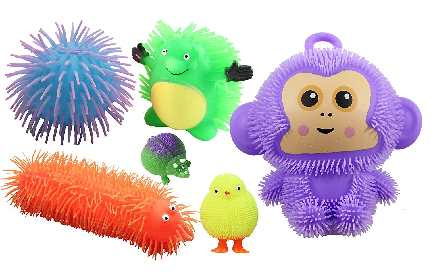 Light Up Puffer Ball Toy Variety Pack of 6 - Value Pack Squishy Squeezey Sensory Squeeze Air
