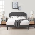 thumbnail image 1 of VECELO 3-Piece Bedroom Sets Upholstered Platform Bed Frame and 2 Nightstand, 1 of 7