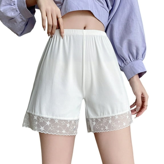 Women's Stretchy Bottoms Lace Trim Half Slip Shorts Pettipants for Under Dresses Wide Leg Undershorts Culottes