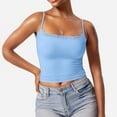 thumbnail image 2 of QIJUNTUO Women's Double-Lined Square Neck Camisole With Removable Padding For Club Wear Light Blue, 2 of 8