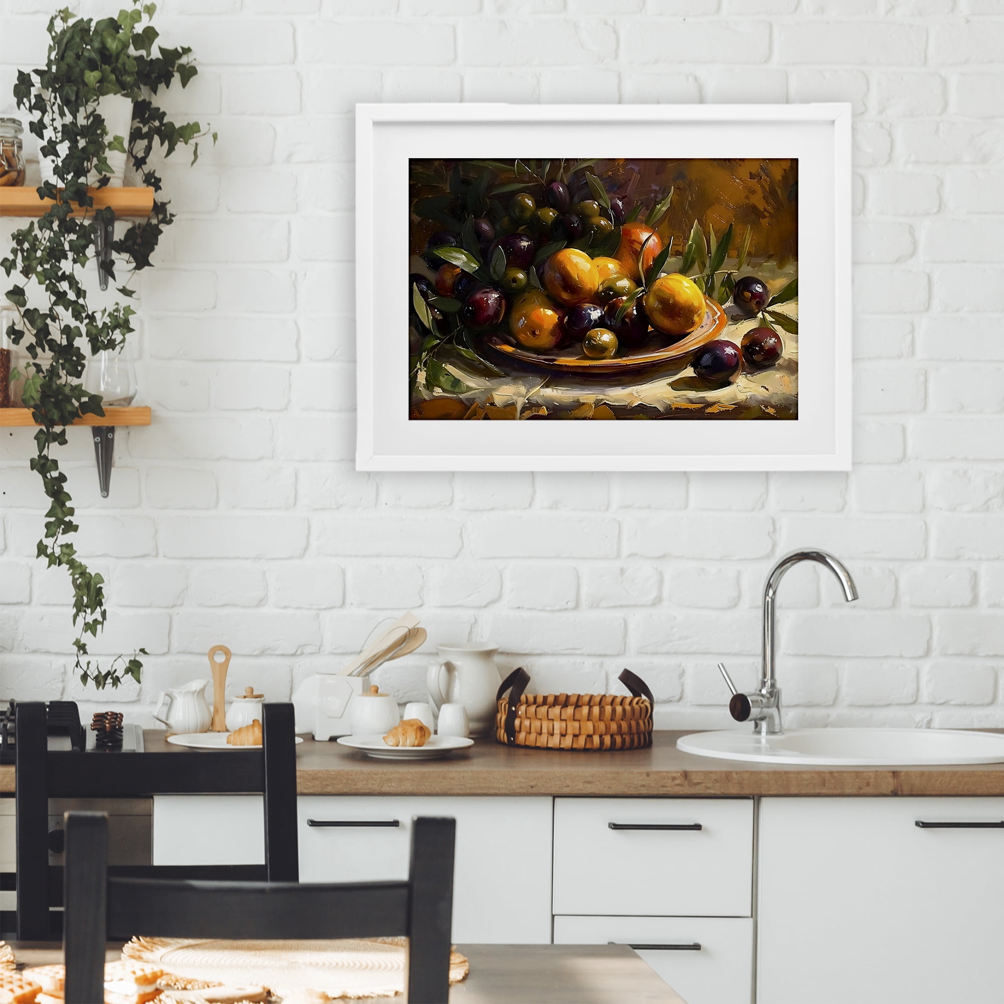 Stupell Industries Array of Olives & Citrus White Framed Print Under Glass, design by Creative Studio