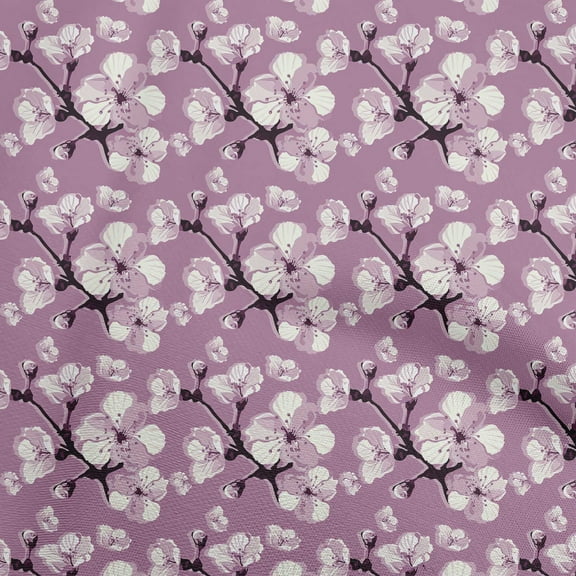 oneOone Polyester Spandex Purple Fabric Asian Chinese Floral Sewing Material Print Fabric By The Yard 56 Inch Wide