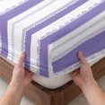 thumbnail image 3 of Twin Sze Fitted Sheet Set - Purple Striped 2 Piece Bedding Sets 16" Deep Pocket Fitted Sheet with 1 Pillowcase, Farmhouse Vertical Stripes Geometric Brushed Microfiber Hotel Luxury Bed Sheets, 3 of 9