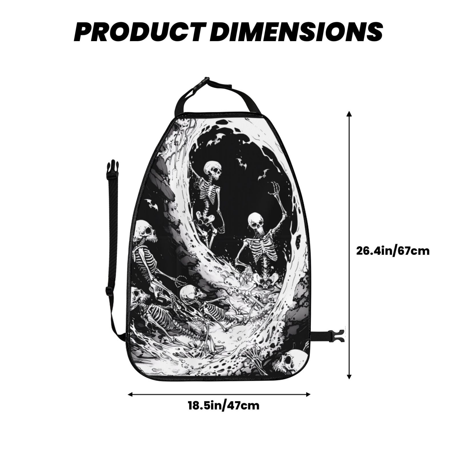 Xecao Skeleton Wave Artwork Pattern Car Seat Back Protector 2 Pack Large Capacity Pocket, Kick Mats Back Seat Protector