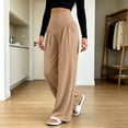 thumbnail image 5 of VBVC Women's High V-Waist Pleated Yoga Pants , Wide Leg Trousers For Women , Ladies' Stretchy Lounge Bottoms with Pockets, S-2XL, 5 of 8