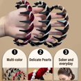 thumbnail image 4 of 3 Pack Retro High Skull Pearl Headband, Elegant Braided Pearls Headbands with Comb Teeth, Anti-Slip Hair Hoop Rhinestones for Women and Girls, 4 of 14