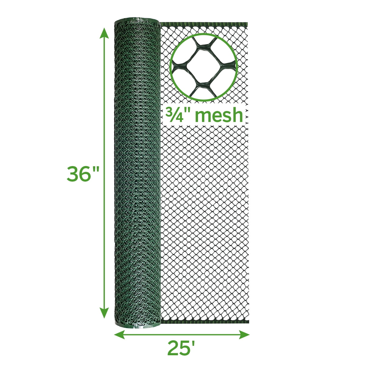 Garden Craft 36in H x 25ft L Green Plastic Vinyl Poultry Netting, Multi-purpose Netting