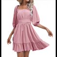thumbnail image 3 of Vestido Informal de para Mujer, con Mangas Largas Tipo Farol, Cintura Alta y Lazo en la Espalda, Corte A. Rosa M, 3 of 9