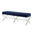 thumbnail image 2 of Erika Navy Velvet Bench - Acrylic X-Legs, 2 of 8