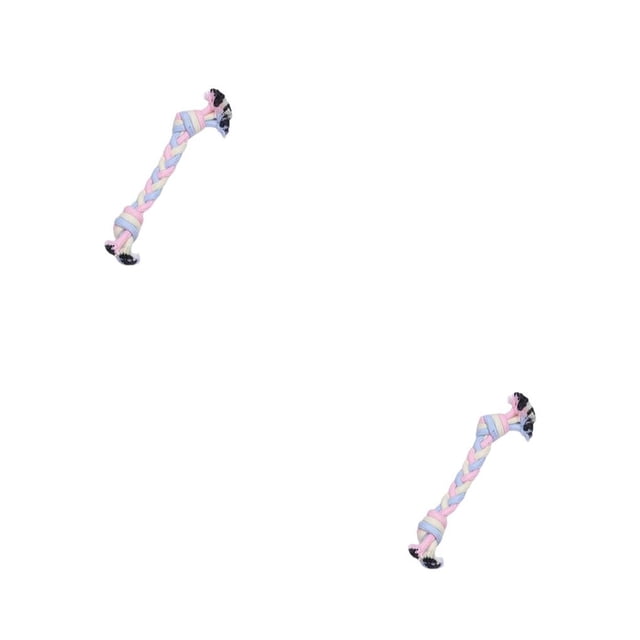 Greeniant Cuerdas de algodón para mascotas, juguetes interactivos para limpiar los dientes, juguetes ligeros para masticar la cabeza calva, Trenza tricolor 2piezas