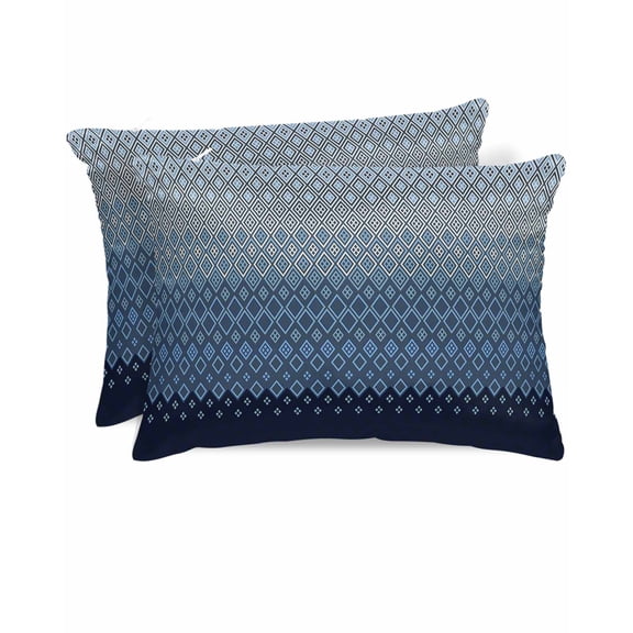 Hokiten King Size Pillow Cases Set of 2, Pillow Covers for Bed, Blue Grey Ombre Geometric Satin Pillowcases with Zipper for Hair/Skin, Pillow Protector Cover, Modern Abstract Art 20x36 Inches