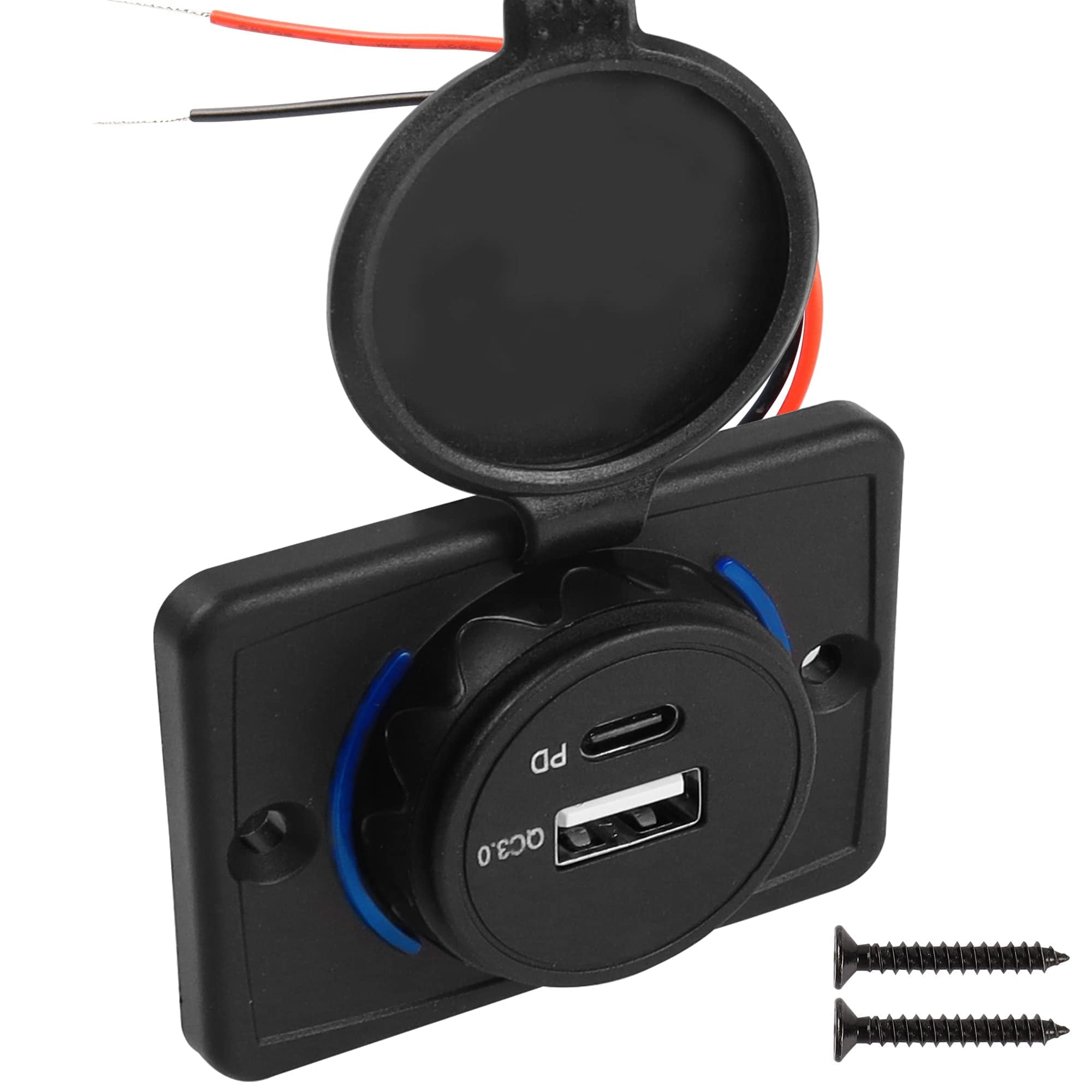 RV USB Outlet, 12 Volt USB Wall Outlet with 18W PD USBC and Quick Charge 3.0 USBA Charger