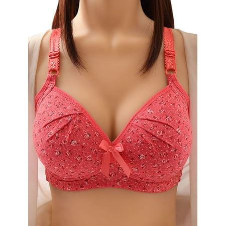 

STARVNC Women Floral Print Adjustable Strap Triple Breasted Full Coverage Bra