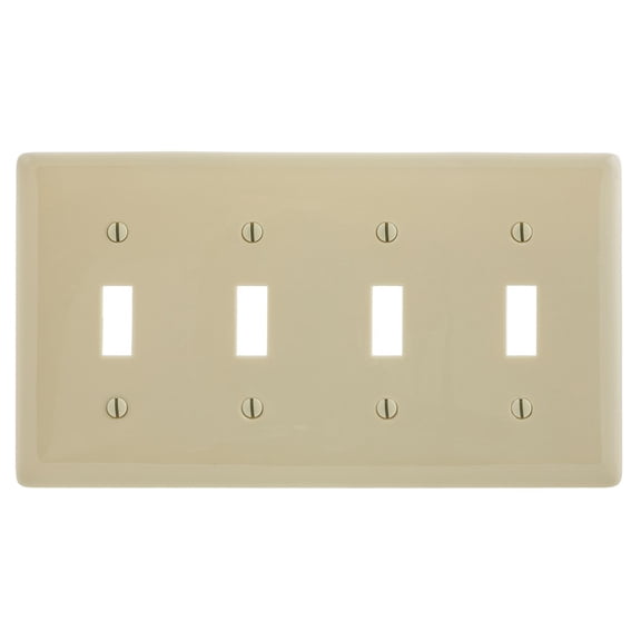 10 Hubbell Wiring Ivory NPJ4I 4-Gang Mid-Size Toggle Switch Wallplate Covers