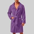 thumbnail image 6 of LIaqionyy Mens Plush Fleece Robe Collared Bathrobe Fuzzy Soft Comfortable Warm Fall Winter Clothes with Pockets, 6 of 7
