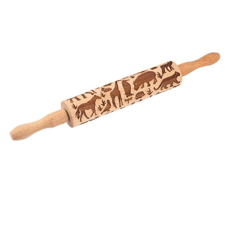 

Kitchen Decor Creative Pattern Rolling Pin Wooden Household Baking Embossed Engraving Pin Kitchen Gadgets